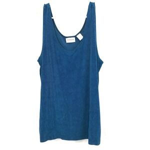 Chico's Travelers Tank Top Womens 2 Teal Blue Slinky Knit Scoop Neck Stretch